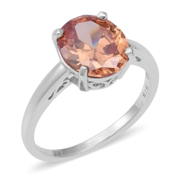 Jewelry - Champagne Cz Diamond Solitaire Ring 925 Sterling Setting size 10 NWOTS